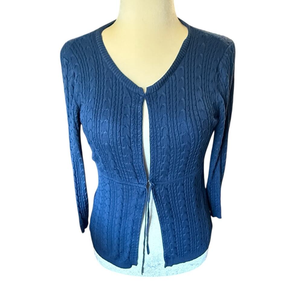 BCBG MaxAzria Navy Blue Silk/Cotton Cardigan Sweater - Large